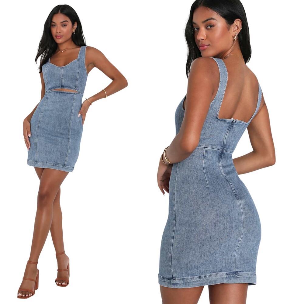 Lulu's Light Wash Denim Mini Dress